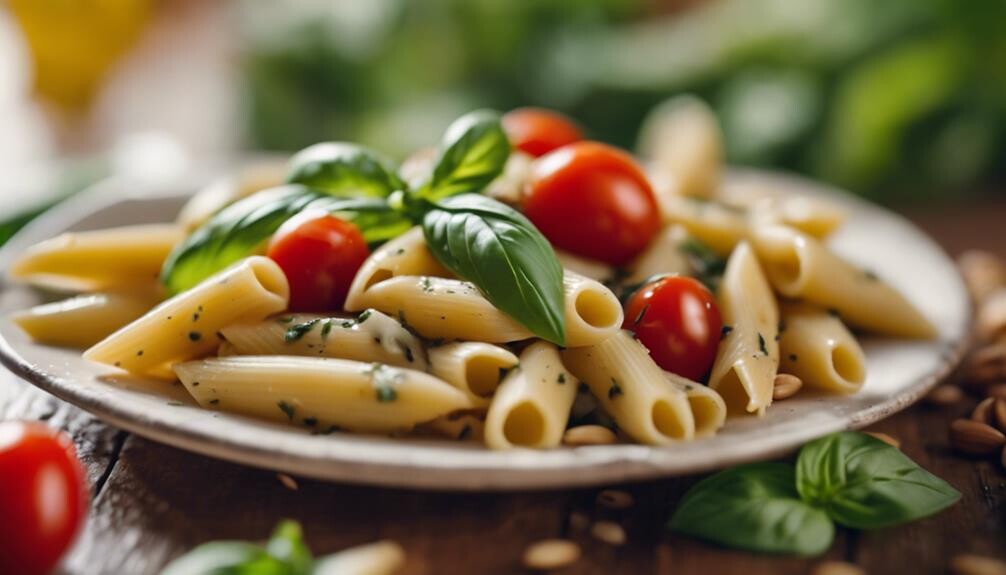 basil pesto pasta dish