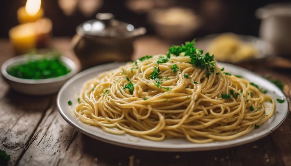 buttery garlic pasta dish