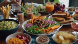 complementing soup and sandwiches