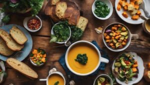 complementing sweet potato soup