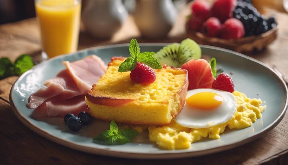 cooking breakfast with ham