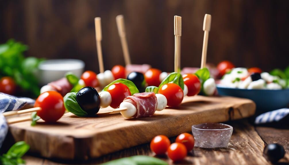 delicious appetizer on sticks