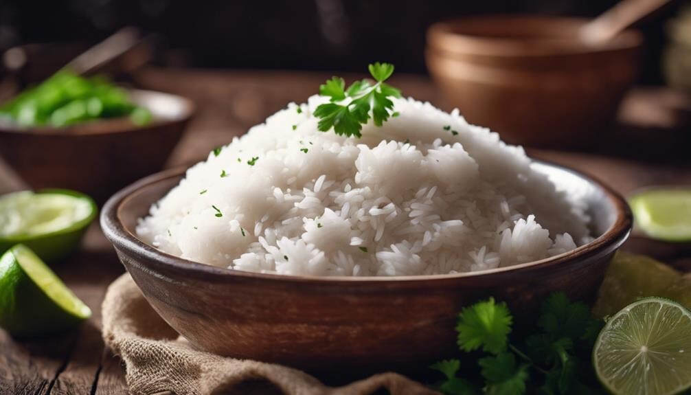 fluffy white rice grains