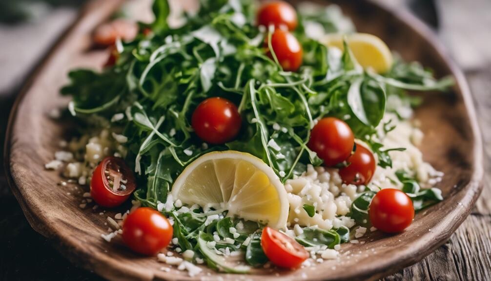 fresh arugula with vinaigrette