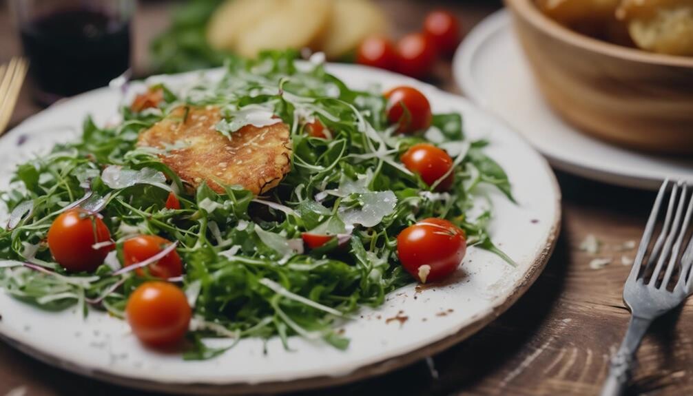 fresh arugula with vinaigrette