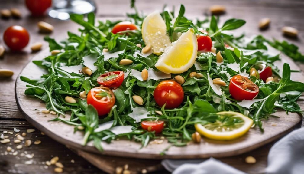 fresh arugula with walnuts