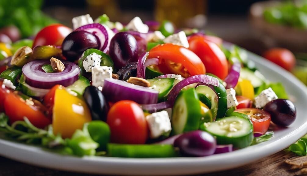 fresh vegetables olives feta