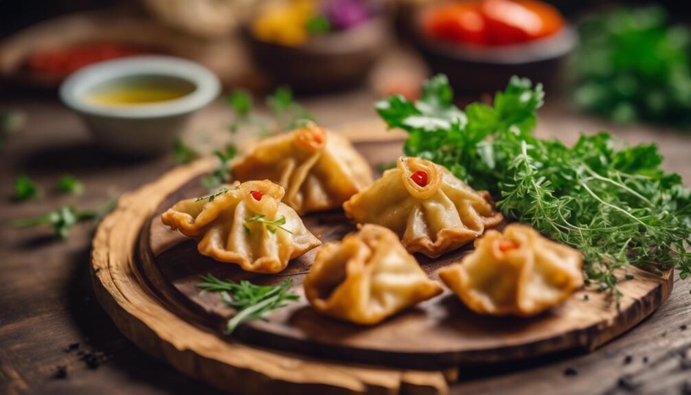 golden crispy dumplings sizzle