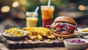 grilled burgers and sides