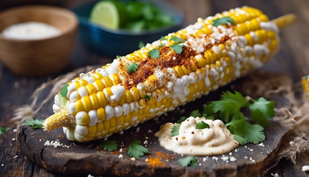 grilled corn with toppings