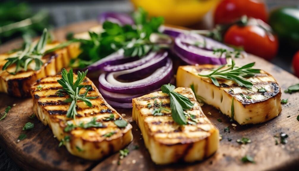 salty cheese on grill