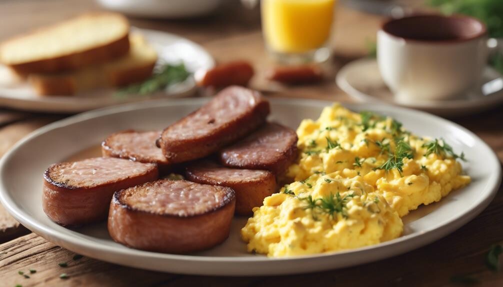 sizzling breakfast sausages served