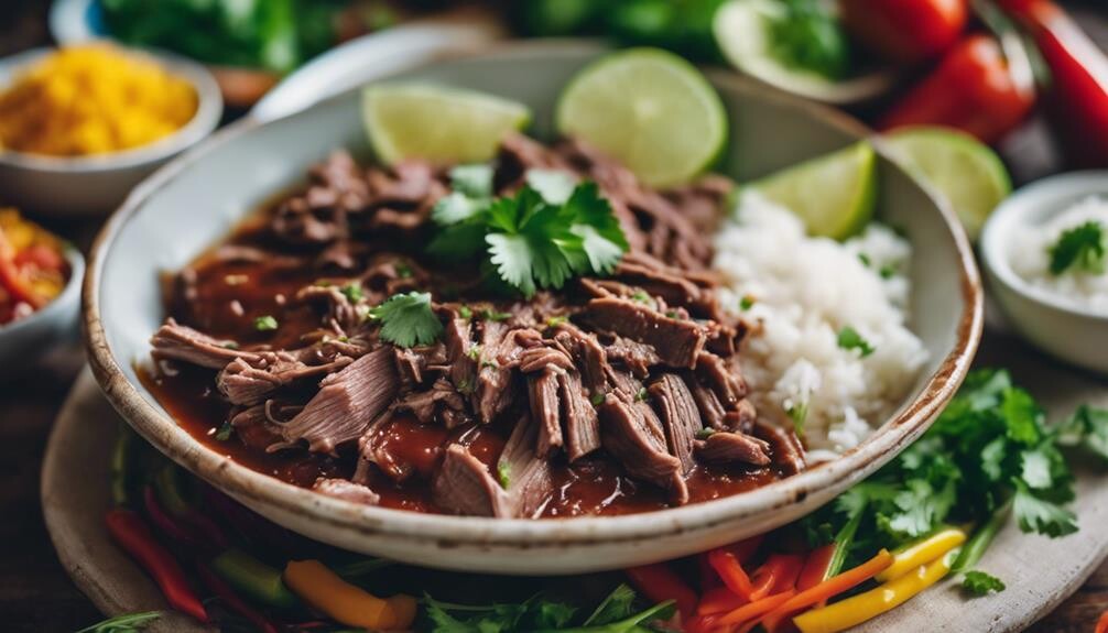 slow cooked tender shredded beef