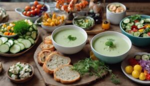 complementing cold cucumber soup