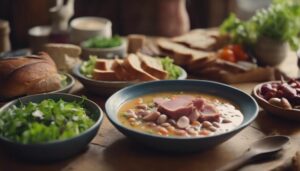 complementing ham and beans