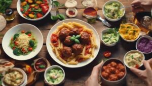 complementing pasta and meatballs