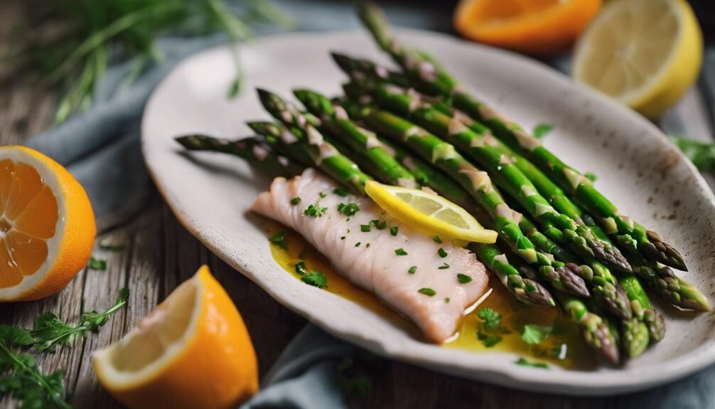 cooked green asparagus spears