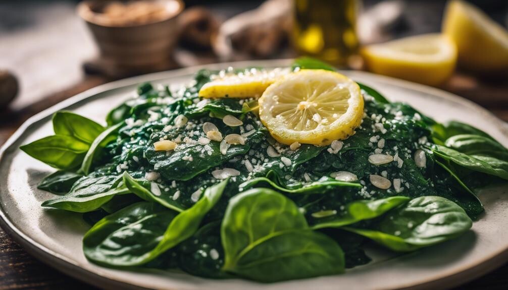cooked spinach in pan