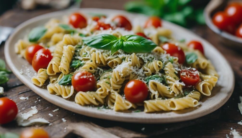 creamy basil sauce twirls