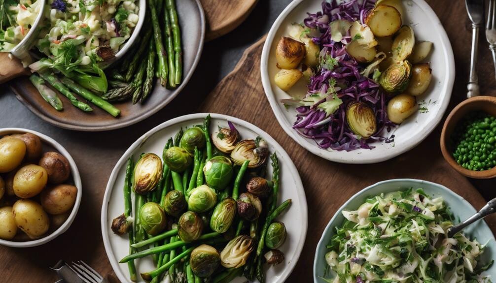 diverse vegetarian side dishes