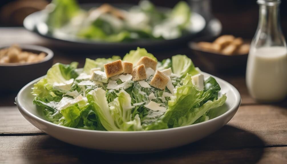 fresh romaine lettuce croutons and creamy dressing