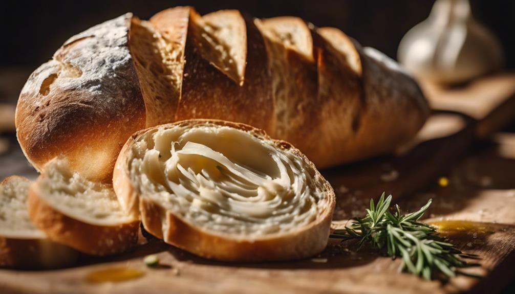 freshly baked baguette slices