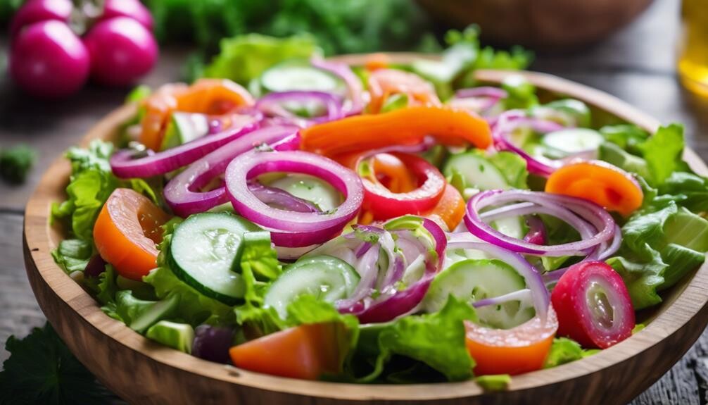 garden grown vegetables with dressing