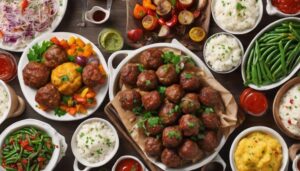 meatball and rice sides