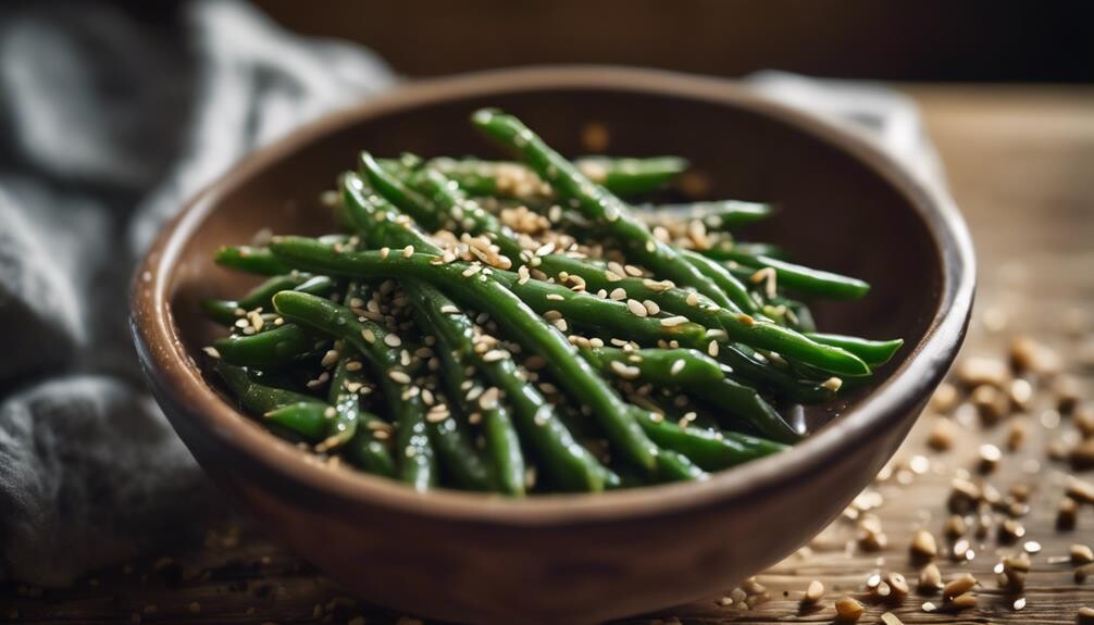 savory sesame coated green beans