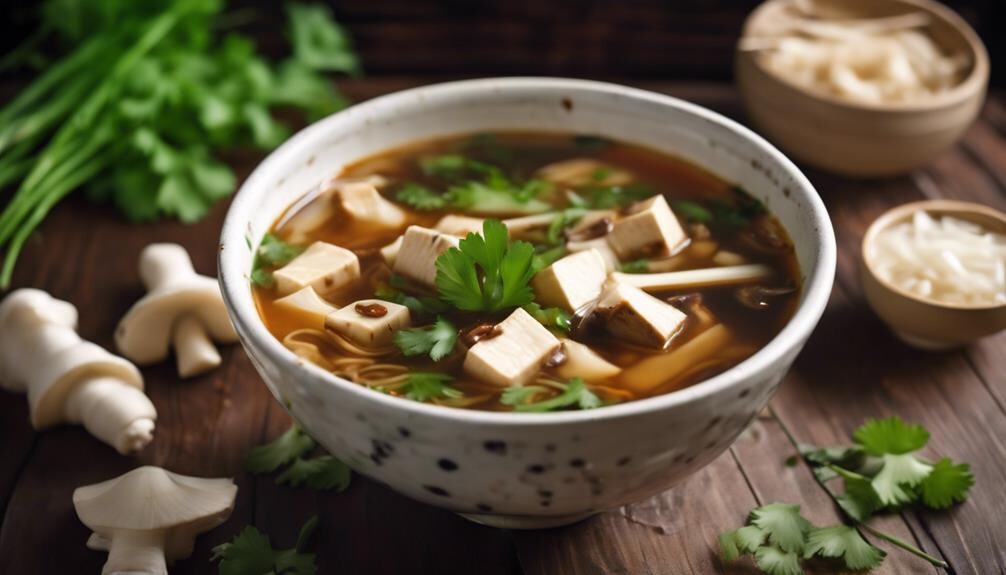 warm broth with tofu