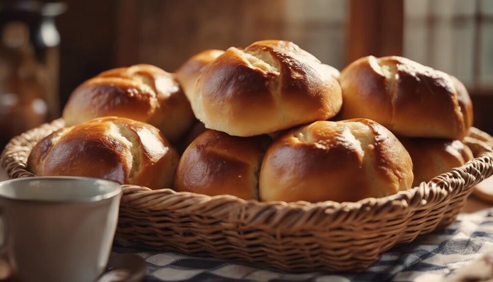 warm fluffy bread rolls